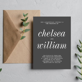 Invitation Vrai Simplicité 2 Gris de Charbon Mariage minimali