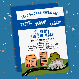 Invitation Vroom Vroom Racing Car Road House Boy Anniversaire