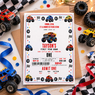 Invitation Vroom Zoom Monster Truck Boom   Fête de 1er Annive