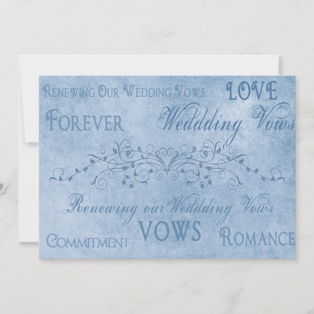 Invitation Vues Mariage Renouvellement - Textures Bleues (Devant)