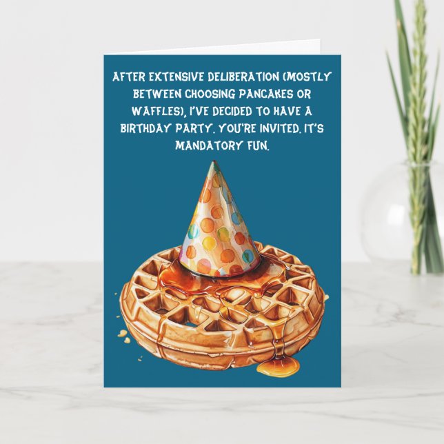 Invitation Waffle Thème satirique Anniversaire Bash (Devant)