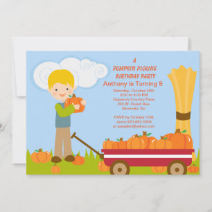 Invitation Wagon Citrouille Picking Anniversaire Fête Invitat