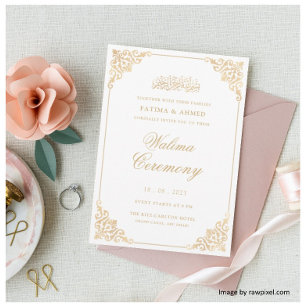 Invitation Walima White Gold Mariage musulman musulman