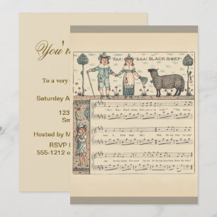 Invitation Walter Crane Baa Baa Mouton Noir Comptine