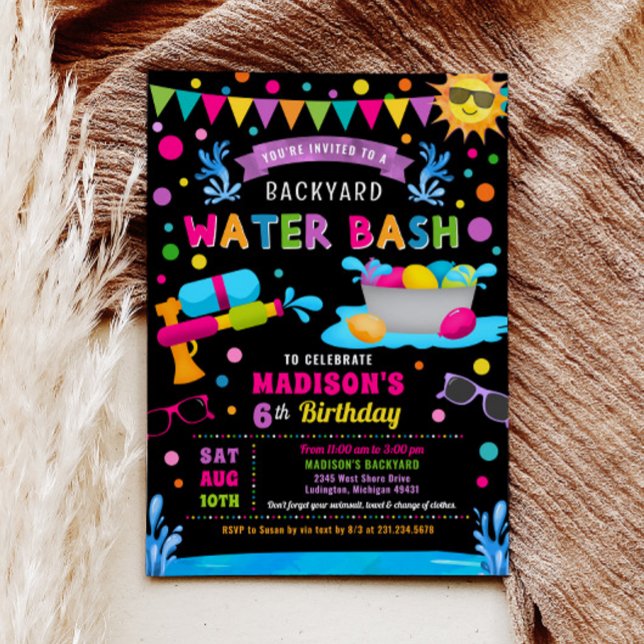 Invitation Water Bash Girl été fête d'anniversaire (Water Bash Girl Summer Birthday Party Invitation)