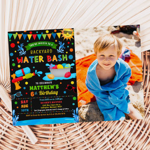 Invitation Water Bash Summer Boy Photo de fête d'anniversaire