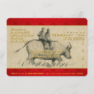 Invitation Water Buffalo Children Chinese Ox Year 2021 PhInv