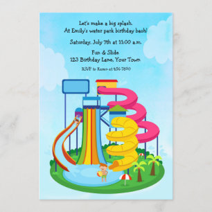 Invitation Water Slide Park Birthday Splash