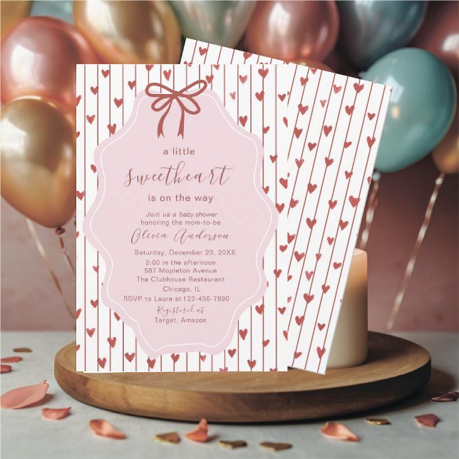 Invitation Watercolor a little sweet heart is on the way Baby (Créateur téléchargé)