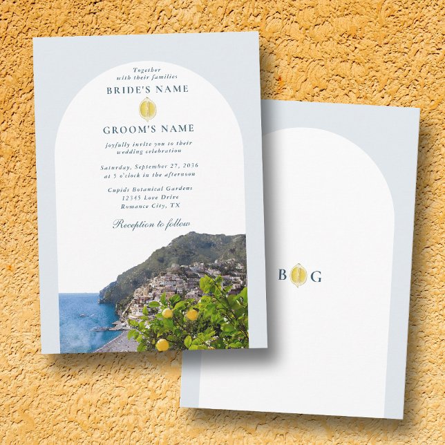 Invitation Watercolor Amalfi Coast Arch Italy Lemons Wedding (Watercolor Amalfi Coast Arch Italy Lemons Wedding Invitation)