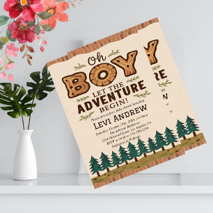 Invitation Watercolor Baby shower Bois Woodland