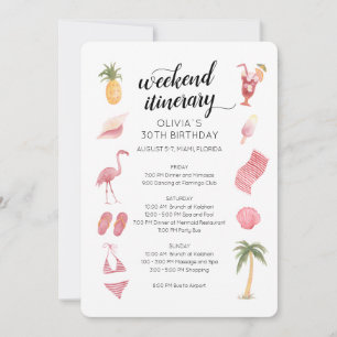 Invitation Watercolor Beach Anniversaire Week-end Itinéraire