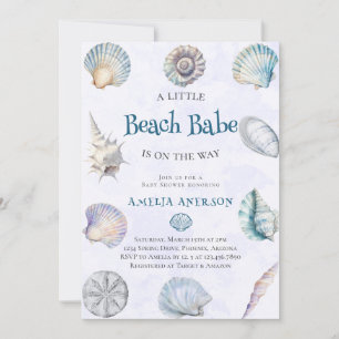 Invitation Watercolor Beach Babe sur le chemin Baby shower Oc