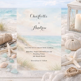 Invitation Watercolor beach coatal modern wedding