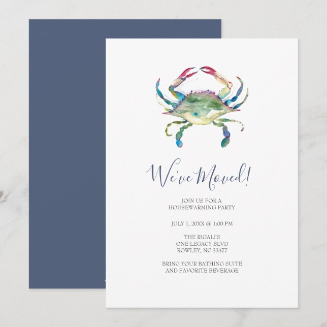 Invitation Watercolor Beach House Party (Devant / Derrière)