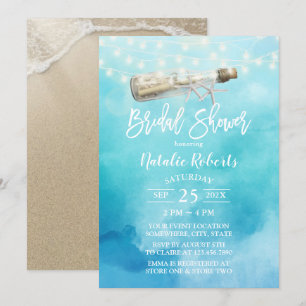Invitation Watercolor Beach Love Message Fête des mariées bou