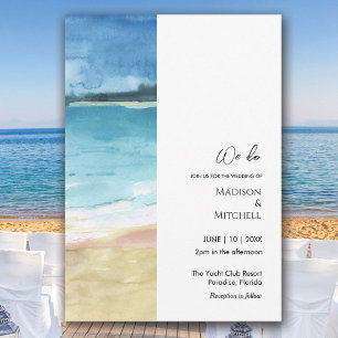Invitation Watercolor Beach Ocean Destination Mariage