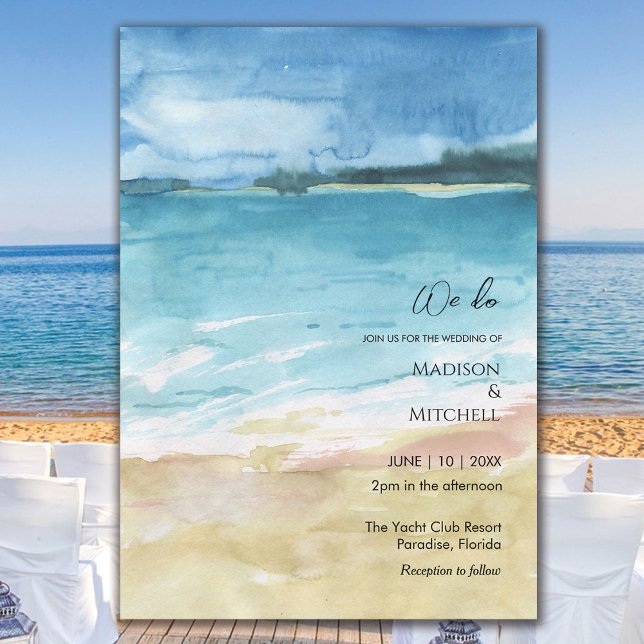 Invitation Watercolor Beach Ocean Destination Mariage (Créateur téléchargé)