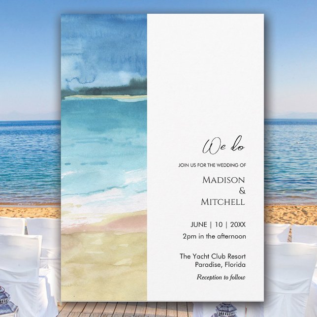 Invitation Watercolor Beach Ocean Destination Mariage (Créateur téléchargé)