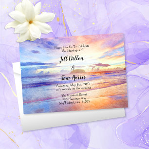 Invitation Watercolor Beach Sunrise Mariage