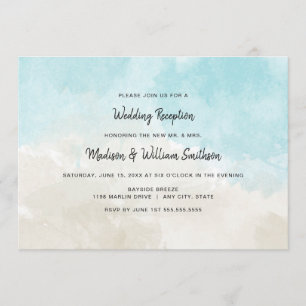 Invitation Watercolor Beach Wedding Réception uniquement