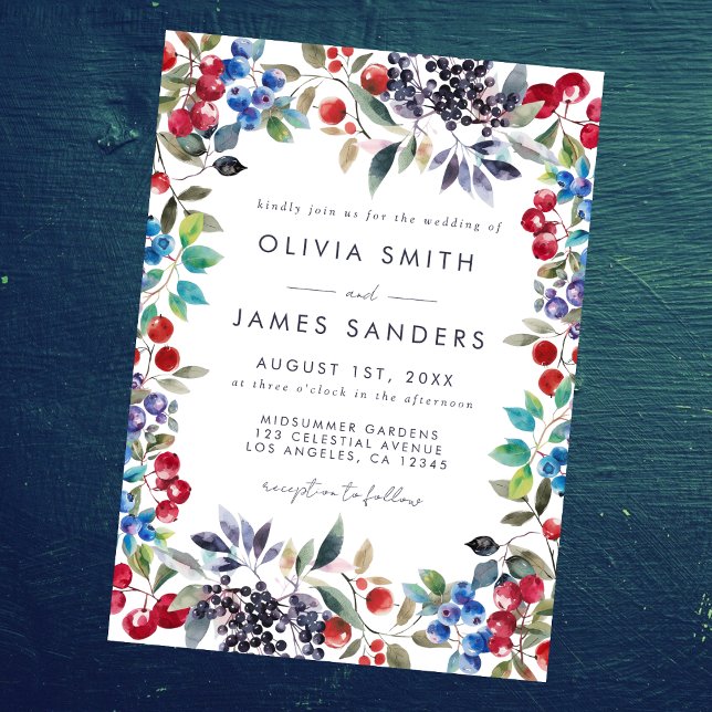 Invitation Watercolor Berry Mariage été (Créateur téléchargé)