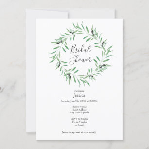 Invitation Watercolor Black Olive Wreath