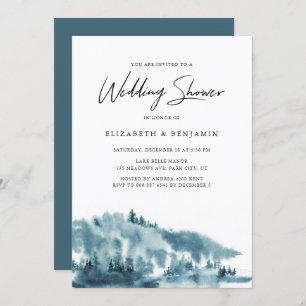 Invitation Watercolor Blue Forest