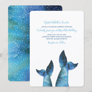 Invitation Watercolor Blue Whale Tale Mariage