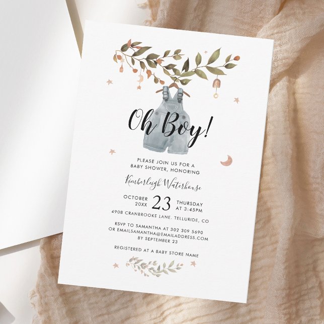 Invitation Watercolor Boho Fall Boy Baby shower (Watercolor Boho Fall Boy Baby Shower Invitation)
