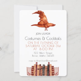 Invitation Watercolor Books Halloween Party