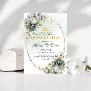 Invitation Watercolor Botanique Quinceañera Vert P