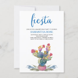 Invitation Watercolor Cactus Fiesta 60e anniversaire