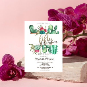 Invitation Watercolor Cactus Pois 50e anniversaire