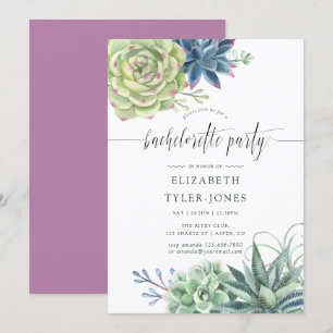 Invitation Watercolor Cactus Succulente Bachelorette Party