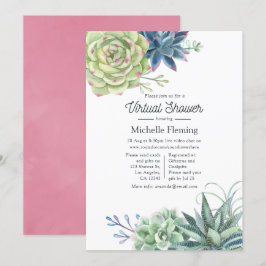 Invitation Watercolor Cactus Succuls Baby shower virtuel