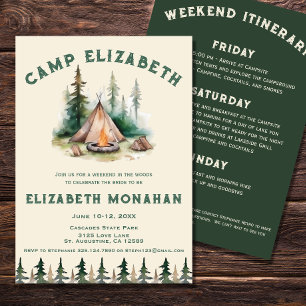 Invitation Watercolor Camping Bachelorette Week-end