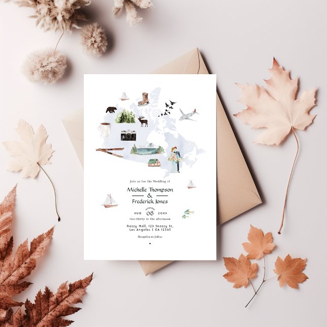 Invitation Watercolor Canada Destination Wedding (Créateur téléchargé)