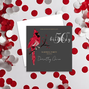 Invitation Watercolor Cardinal Surprise fête d'anniversaire
