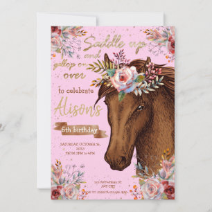 Invitation Watercolor cheval anniversaire cheval