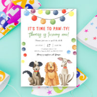 Watercolor Chien Anniversaire de enfant Party