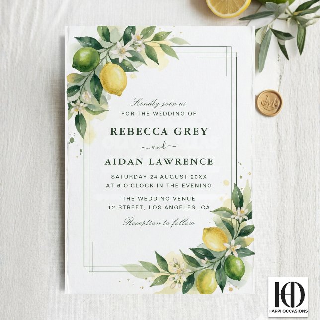 Invitation Watercolor Citrus Green Lemon Botanical Wedding (Créateur téléchargé)