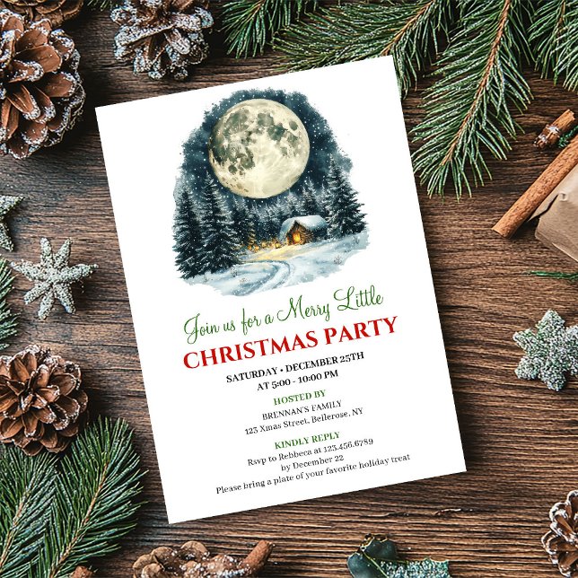Invitation Watercolor Classic Holiday Scene Christmas Invite (Watercolor Classic Holiday Scene Christmas Invite)