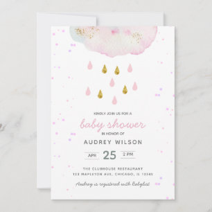 Invitation Watercolor Cloud Raindrop Baby shower