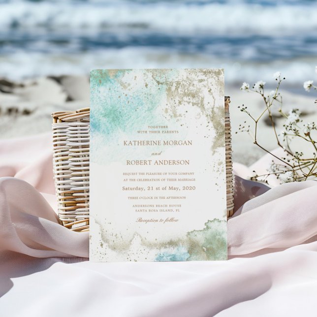 Invitation Watercolor Coastal Budget Photo Mariage (Créateur téléchargé)
