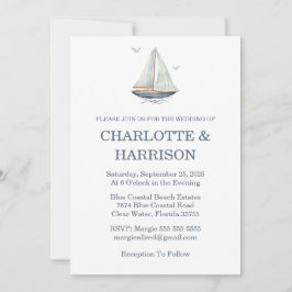 Invitation Watercolor Coastal Seascape Wedding