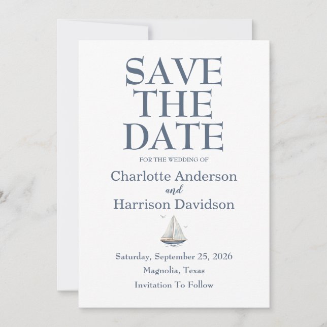 Invitation Watercolor Coastal Seascape Wedding  (Devant)