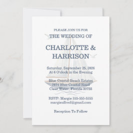 Invitation Watercolor Coastal Seascape Wedding