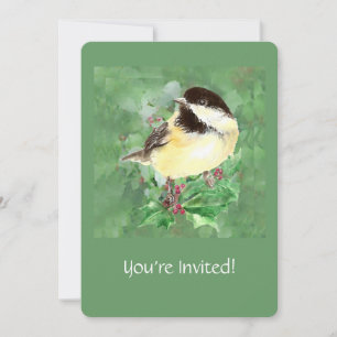 Invitation Watercolor Custom Chickadee Bird Art de la faune