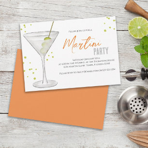 Invitation Watercolor Cute Martini Party Whimsical Fun Boisso